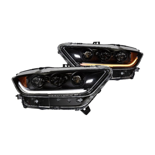 Renegade Fullled High/Low Beam Sequentail Head Light - Glossey Black/Clear CHRNG0687-B-SQ - main